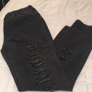 Umgee Dark Distressed Jeggings/ Elastic Waist /